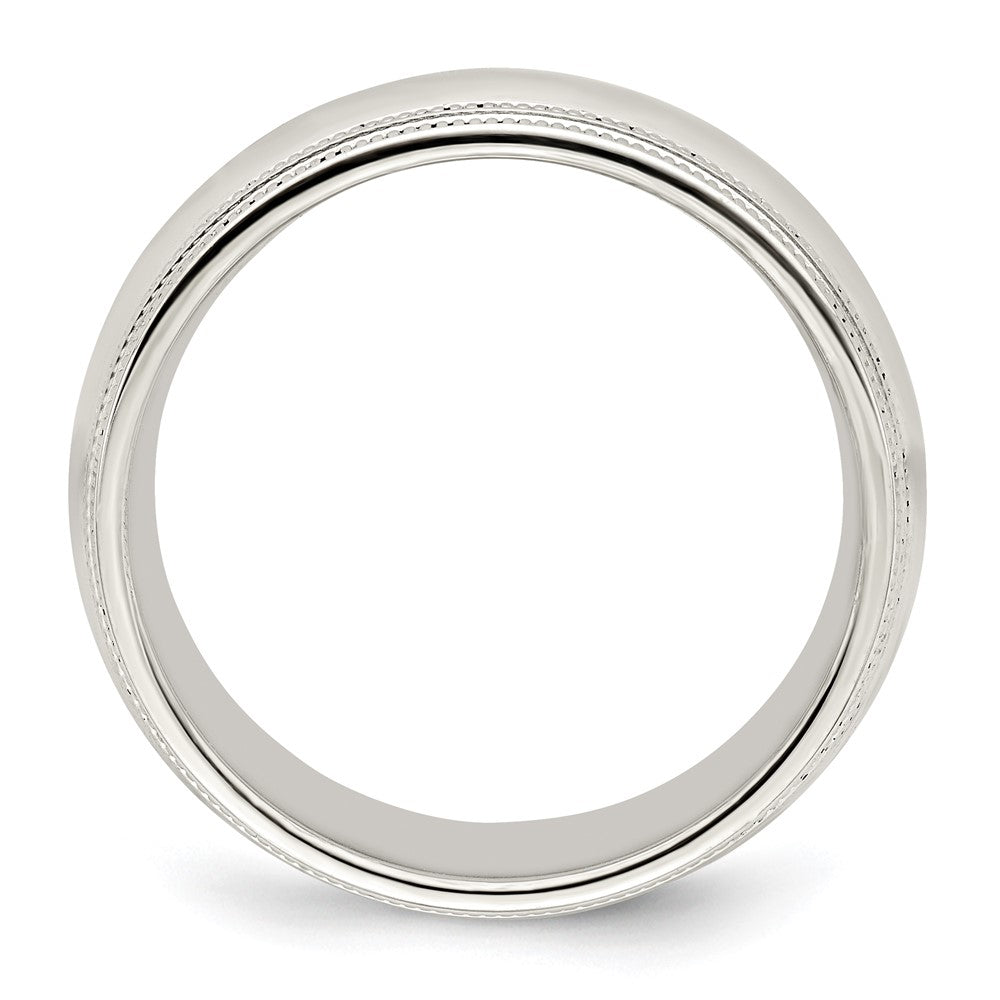 10k White Gold 8mm Double Milgrain Comfort Fit Wedding Band