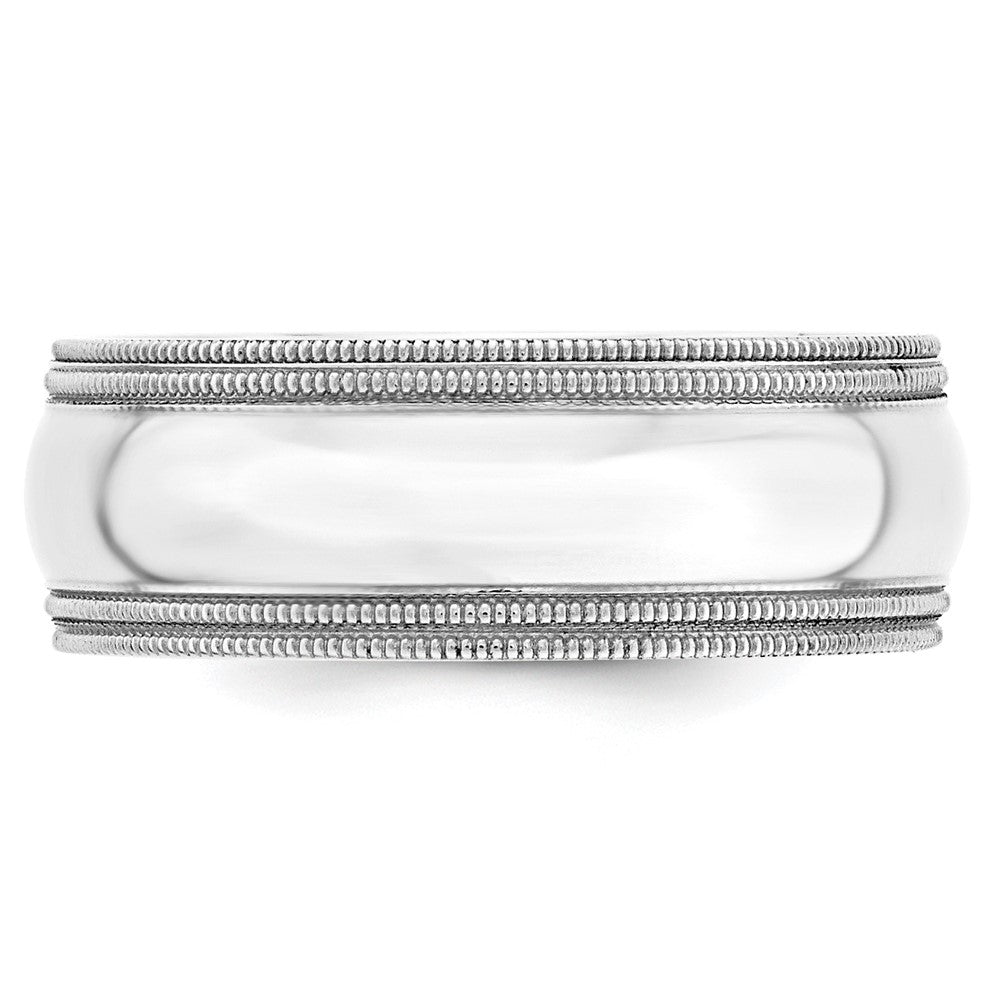 10k White Gold 8mm Double Milgrain Comfort Fit Wedding Band
