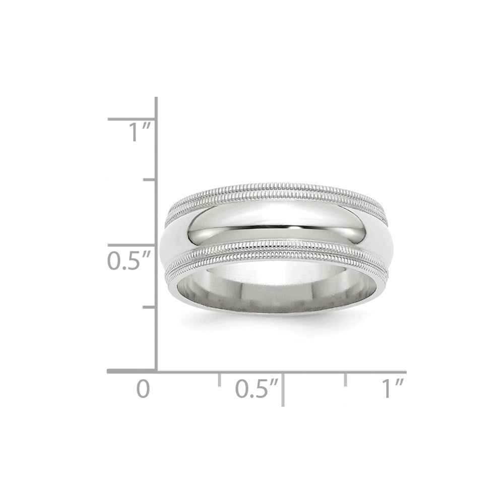 10k White Gold 8mm Double Milgrain Comfort Fit Wedding Band