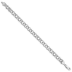 14k White Gold 6.5mm Solid Double Link 8 inch Charm Bracelet