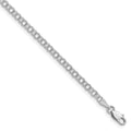 14k White Gold 3mm Solid Double Link 7 inch Charm Bracelet
