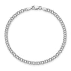 14k White Gold 3.5mm Solid Double Link 8 inch Charm Bracelet