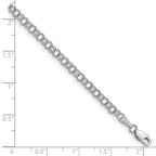 14k White Gold 3.5mm Solid Double Link 8 inch Charm Bracelet
