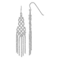 14K White Gold Fringe Beaded Chain Dangle French Hook Earrings