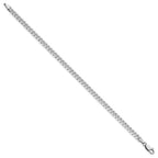 14K White Gold 3.9mm Flat Beveled Curb with Lobster Clasp Bracelet