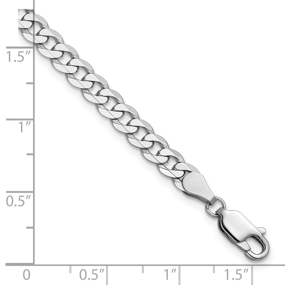 14K White Gold 4.75mm Flat Beveled Curb with Lobster Clasp Bracelet