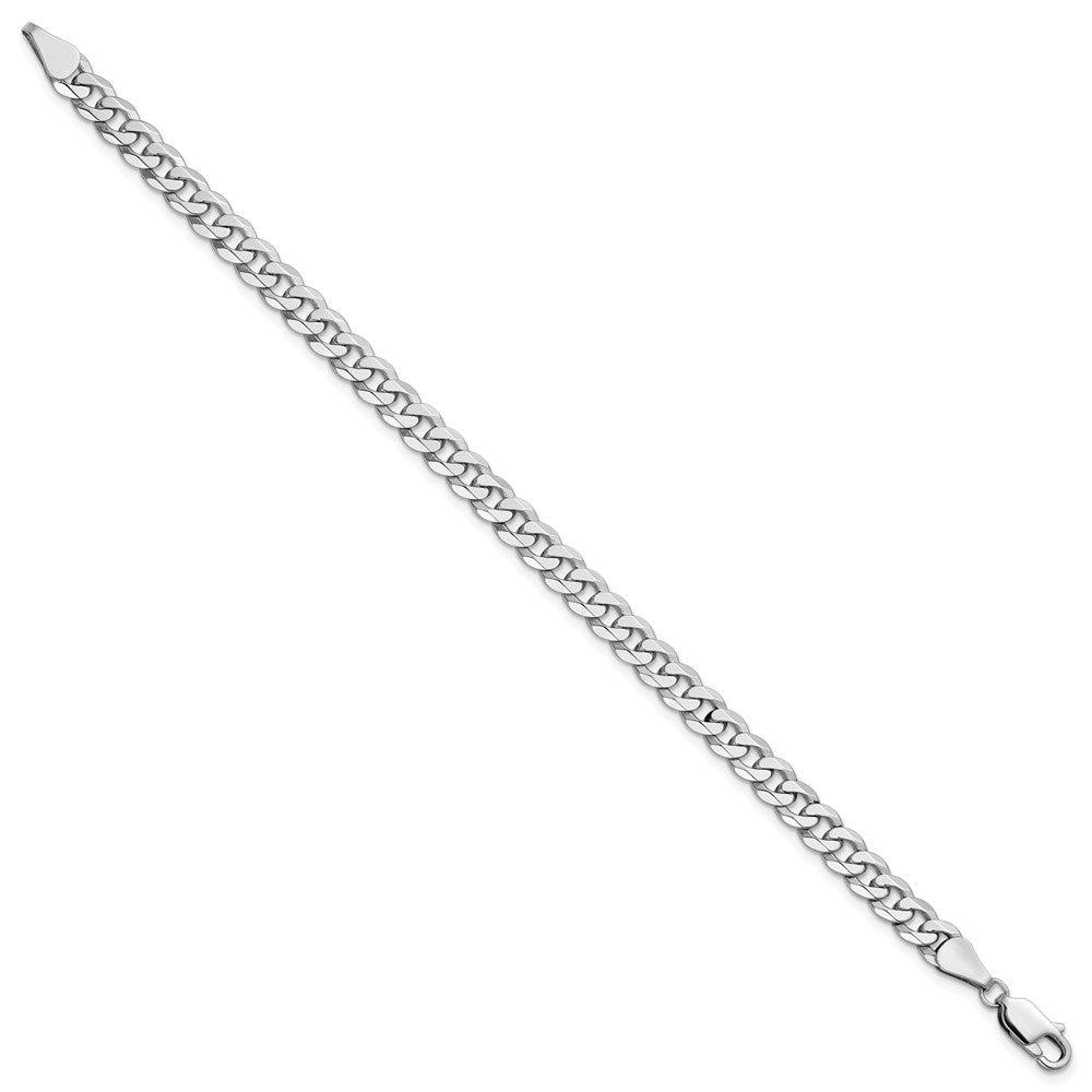 14K White Gold 5.75mm Flat Beveled Curb with Lobster Clasp Bracelet
