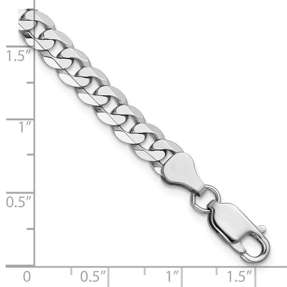 14K White Gold 6.25mm Flat Beveled Curb with Lobster Clasp Bracelet