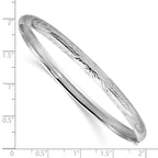 14k 3/16 White Gold Florentine Engraved 5.00mm Hinged Round Bangle Bracelet