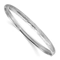 14k 3/16 White Gold Florentine Engraved 5.00mm Hinged Round Bangle Bracelet