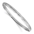 14k 3/16 White Gold Florentine Engraved 5.00mm Hinged Round Bangle Bracelet