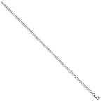 14K White Gold 2.25mm Flat Figaro with Lobster Clasp Bracelet