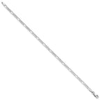 14K White Gold 2.75mm Flat Figaro with Lobster Clasp Anklet