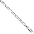 14K White Gold 2.75mm Flat Figaro with Lobster Clasp Anklet