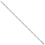 14K White Gold 3mm Flat Figaro with Lobster Clasp Bracelet