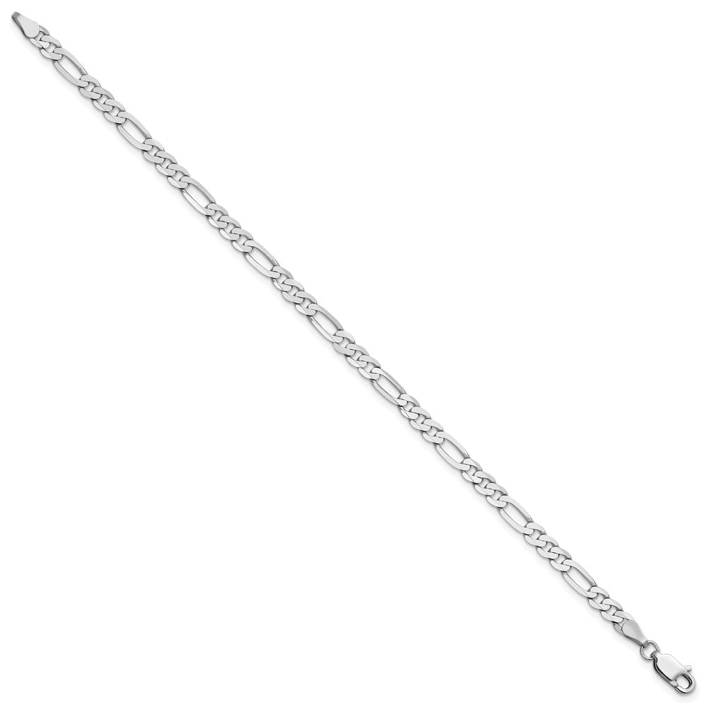 14K White Gold 4mm Flat Figaro with Lobster Clasp Bracelet