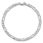 14K White Gold 4mm Flat Figaro with Lobster Clasp Bracelet