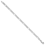 14K White Gold 4.5mm Flat Figaro with Lobster Clasp Bracelet