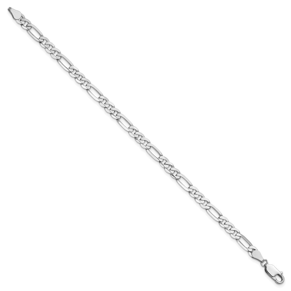 14K White Gold 4.5mm Flat Figaro with Lobster Clasp Bracelet