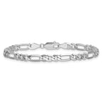14K White Gold 4.5mm Flat Figaro with Lobster Clasp Bracelet