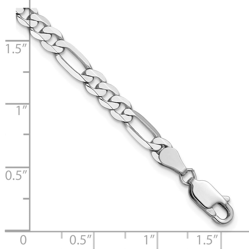 14K White Gold 4.5mm Flat Figaro with Lobster Clasp Bracelet