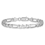 14K White Gold 6mm Flat Figaro with Lobster Clasp Bracelet