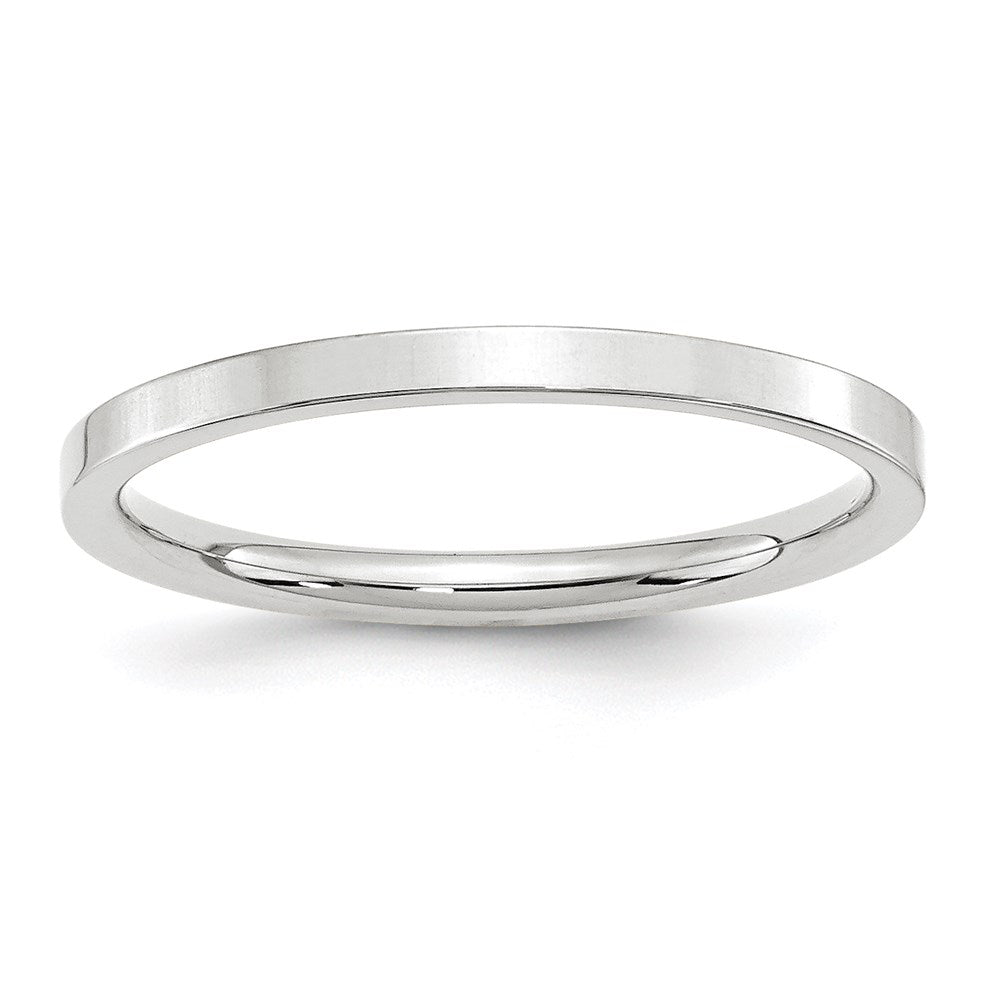 10k White Gold 2mm Standard Weight Flat Comfort Fit Wedding Band