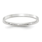 14k White Gold 2mm Standard Weight Flat Comfort Fit Wedding Band