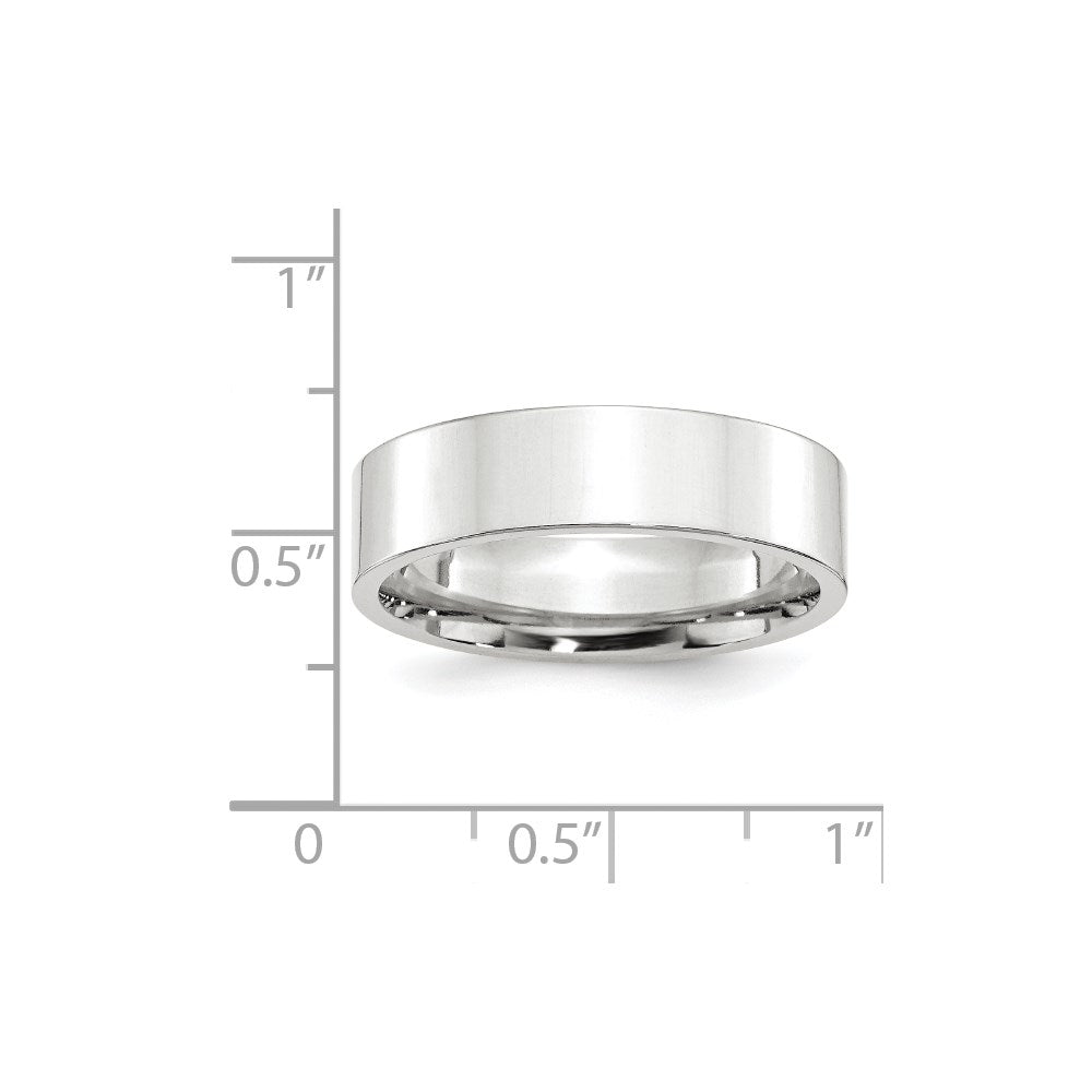 14k White Gold 6mm Standard Weight Flat Comfort Fit Wedding Band