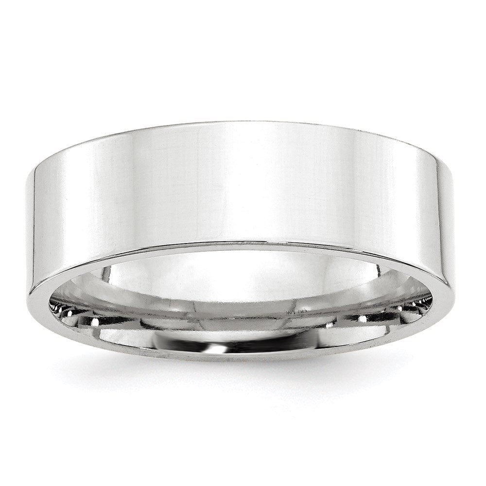 10k White Gold 7mm Standard Weight Flat Comfort Fit Wedding Band