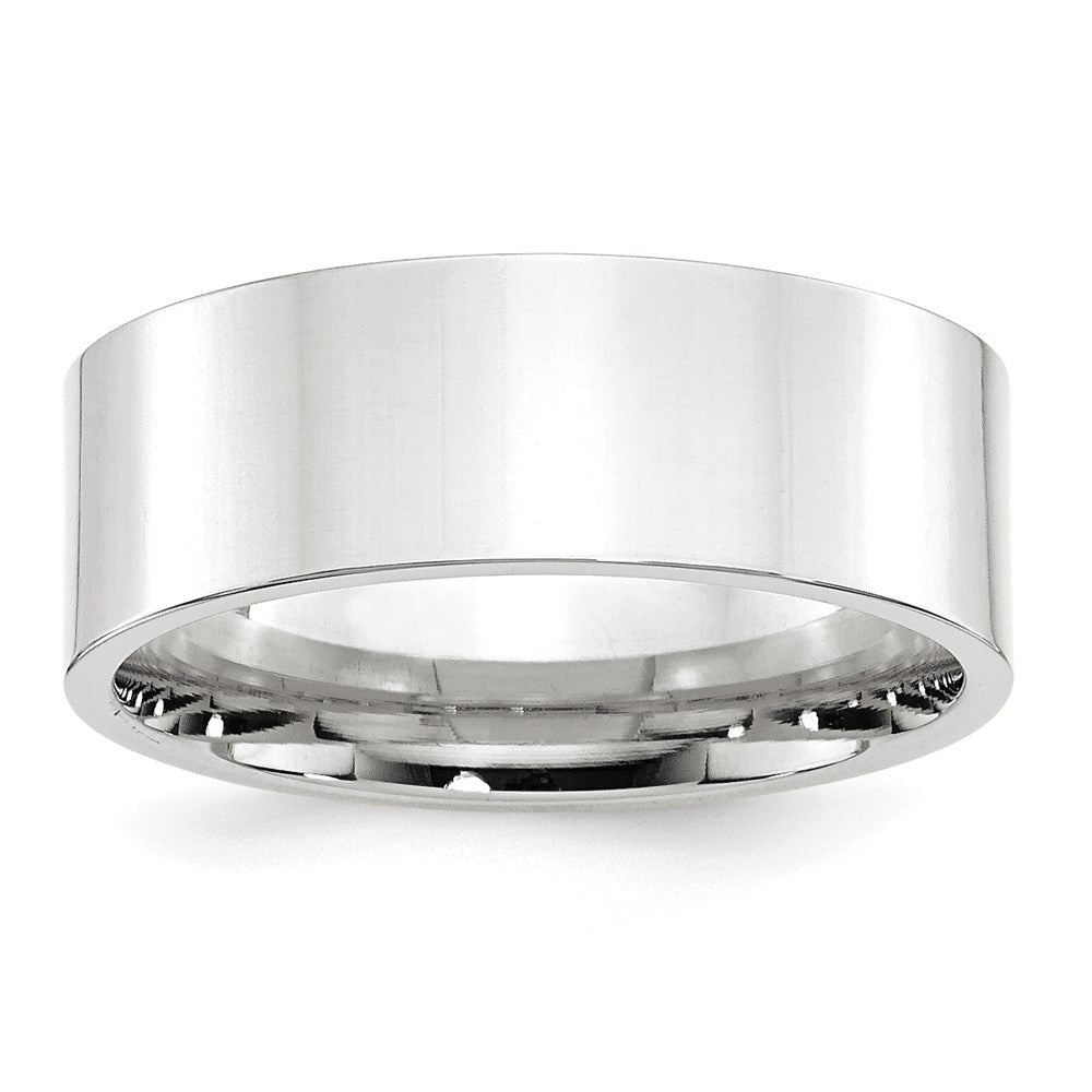 10k White Gold 8mm Standard Weight Flat Comfort Fit Wedding Band