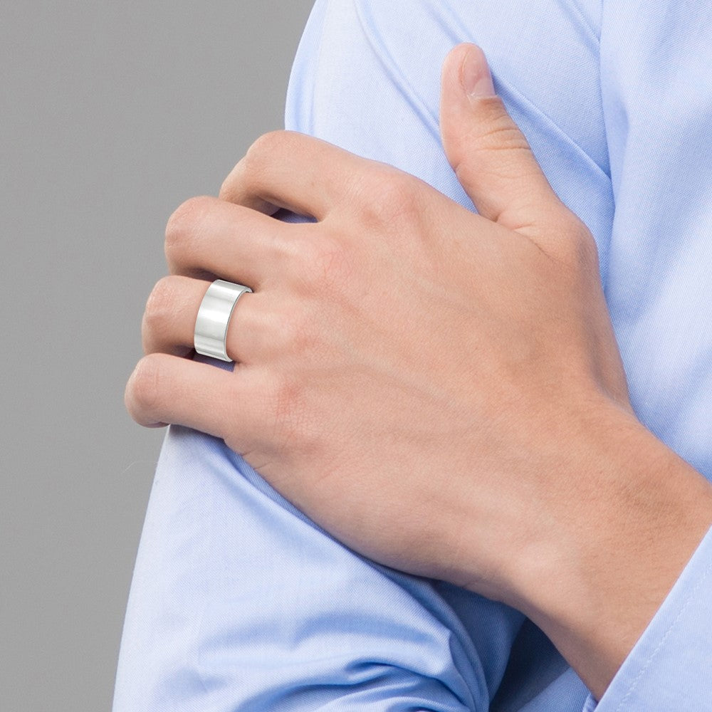 10k White Gold 10mm Standard Weight Flat Comfort Fit Wedding Band