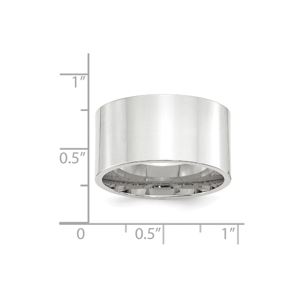 10k White Gold 12mm Standard Weight Flat Comfort Fit Wedding Band