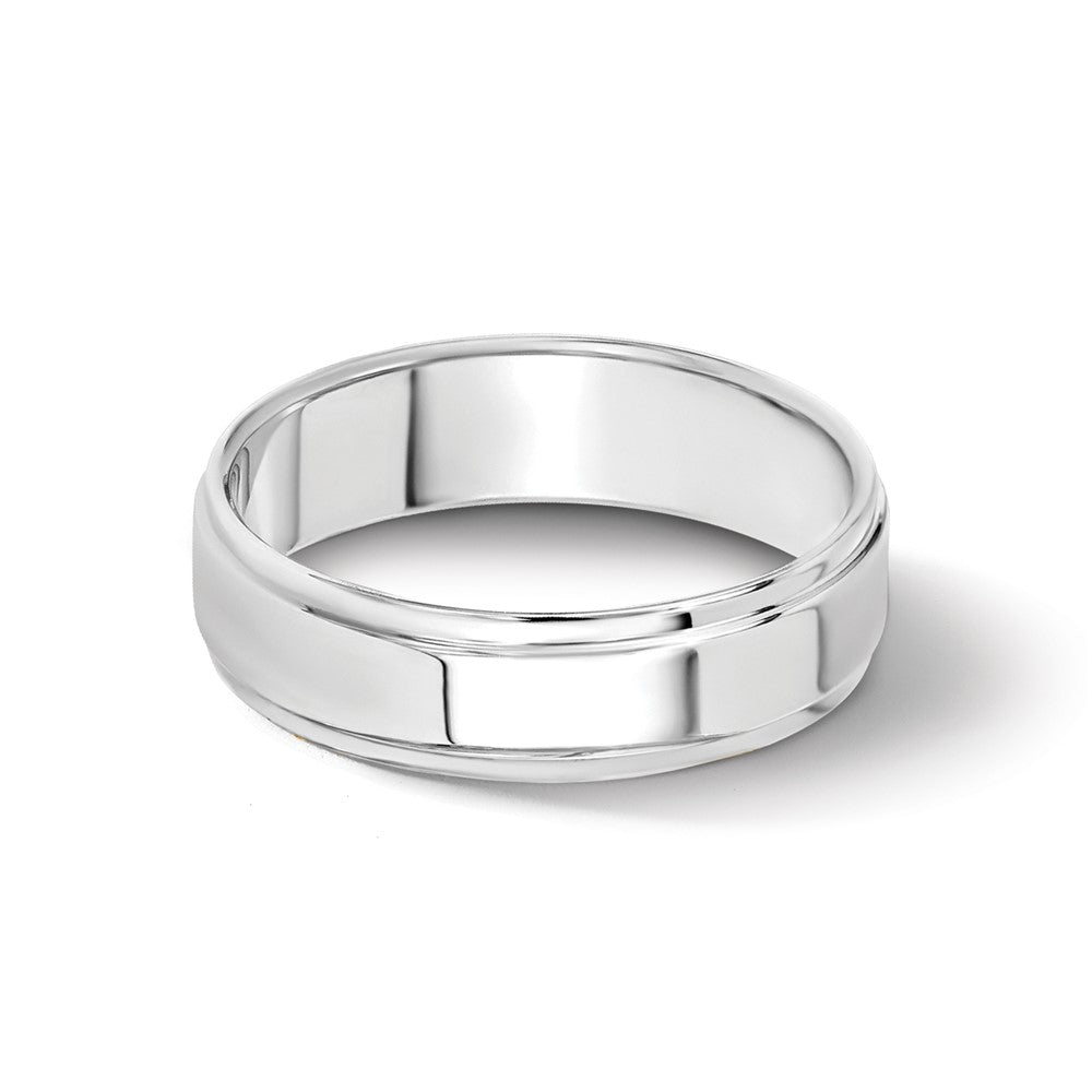 14k White Gold 5mm Flat with Step Edge Wedding Band