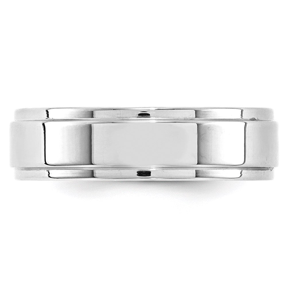10k White Gold 6mm Flat with Step Edge Wedding Band