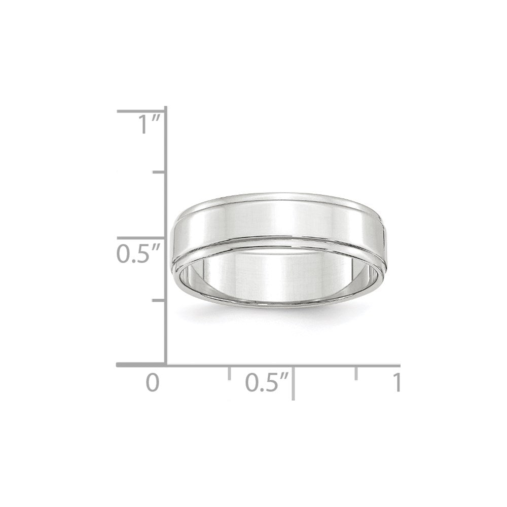 14k White Gold 6mm Flat with Step Edge Wedding Band