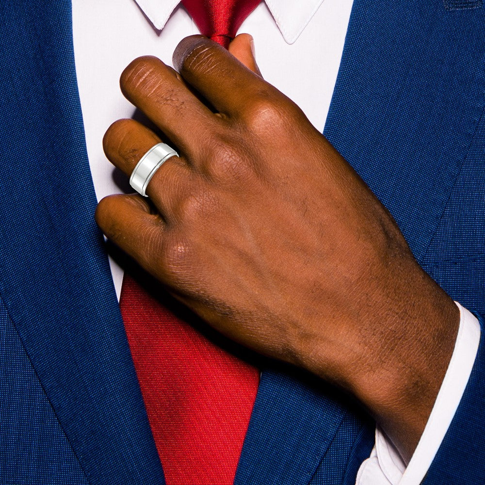 10k White Gold 8mm Flat with Step Edge Wedding Band