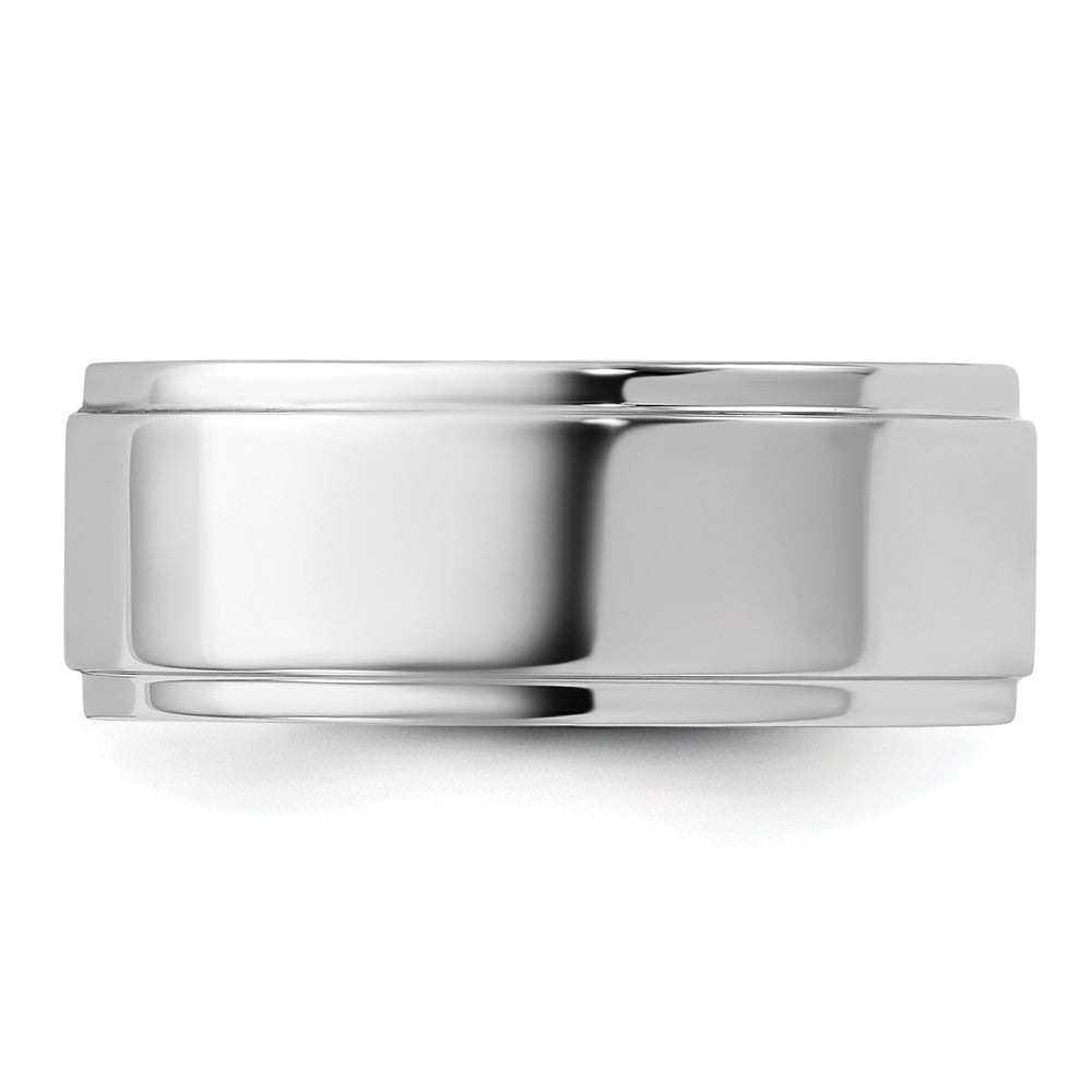 10k White Gold 8mm Flat with Step Edge Wedding Band