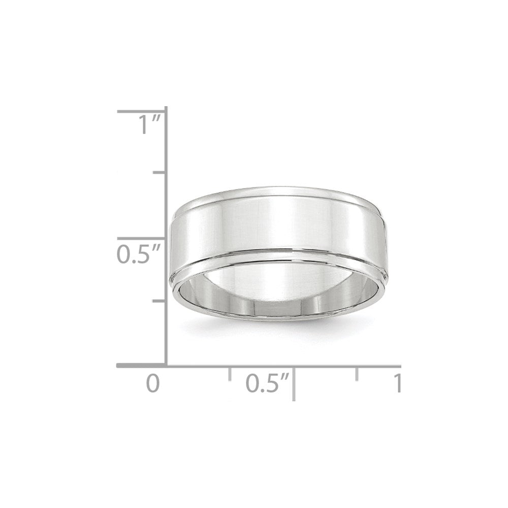 10k White Gold 8mm Flat with Step Edge Wedding Band