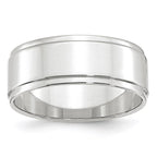 10k White Gold 8mm Flat with Step Edge Wedding Band