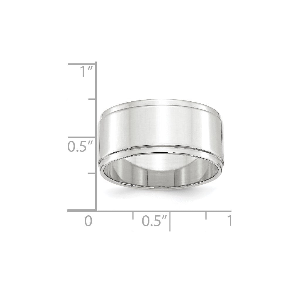 14k White Gold 10mm Flat with Step Edge Wedding Band