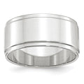 14k White Gold 10mm Flat with Step Edge Wedding Band