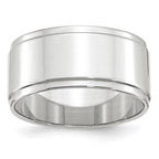 14k White Gold 10mm Flat with Step Edge Wedding Band