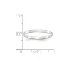 10k White Gold 2mm Lightweight Flat Wedding Band