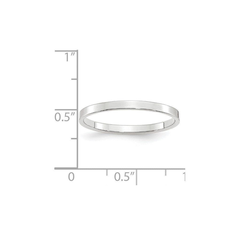 14k White Gold 2mm Lightweight Flat Wedding Band
