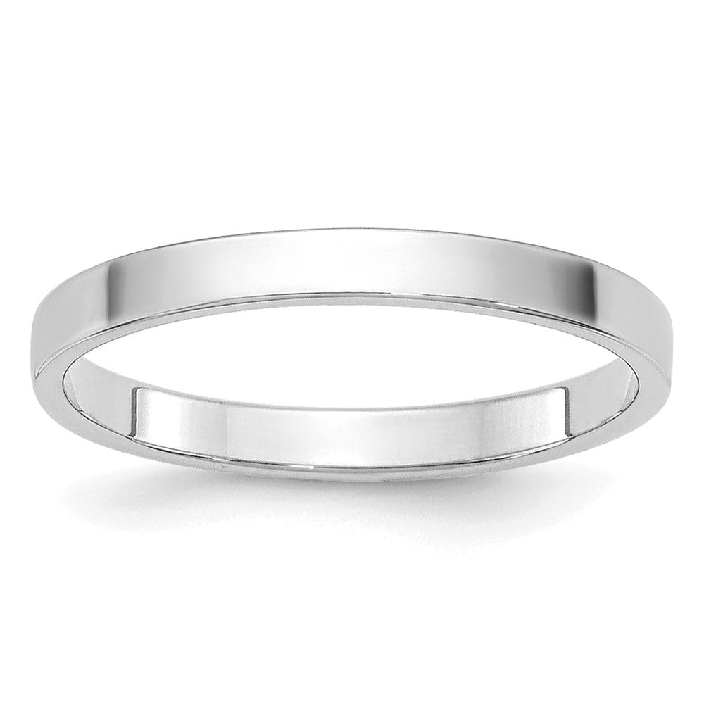10k White Gold 2mm Lightweight Flat Wedding Band