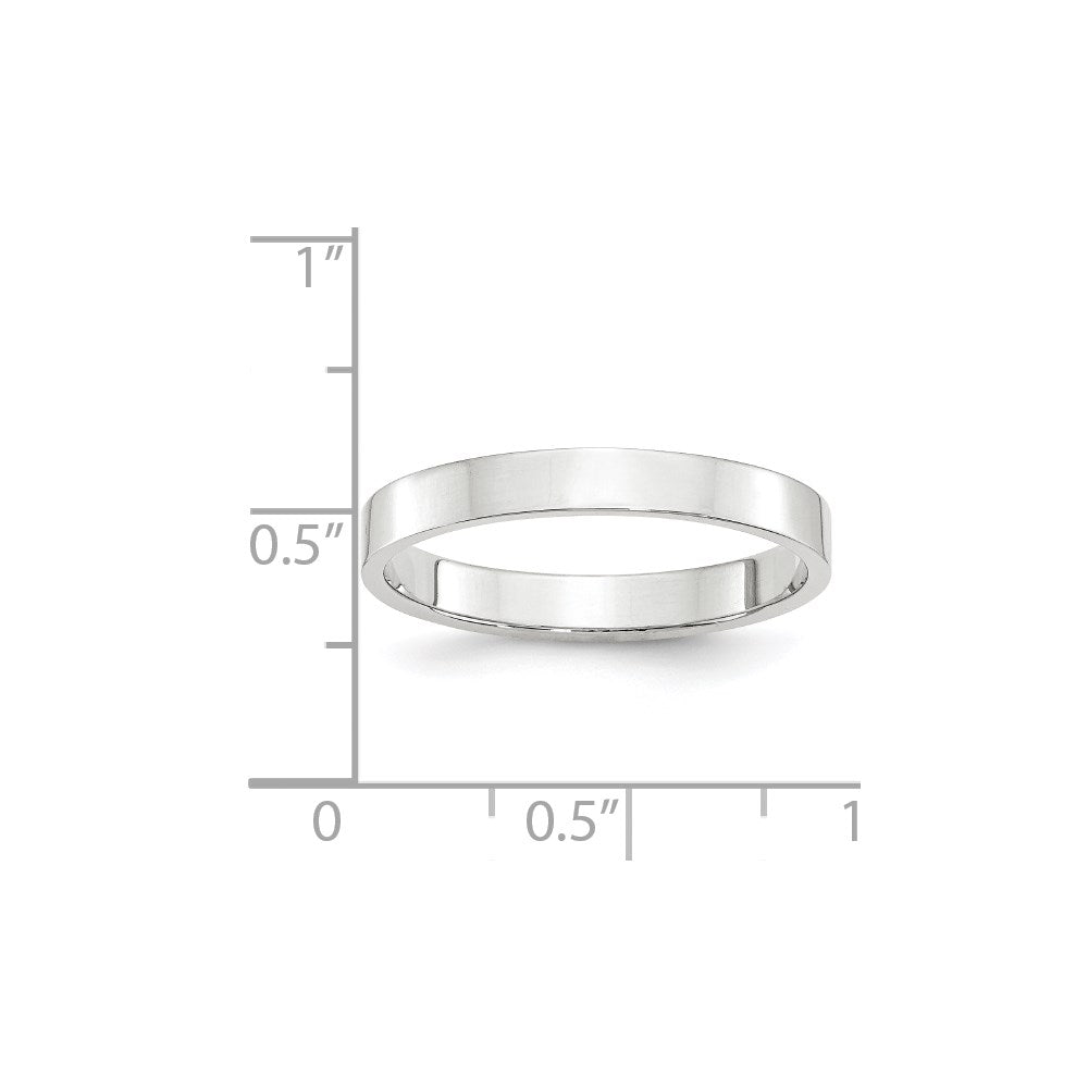 10k White Gold 3mm Lightweight Flat Wedding Band