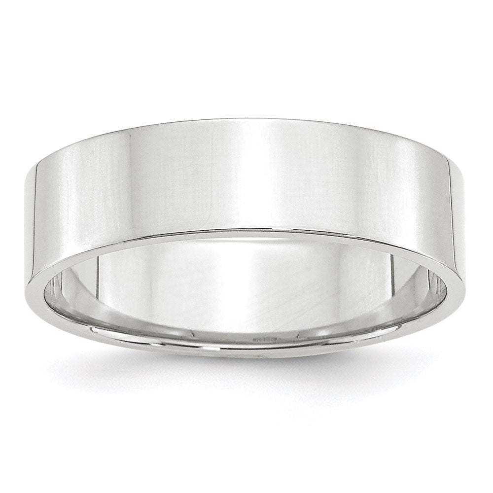 14k White Gold 6mm Lightweight Flat Wedding Band