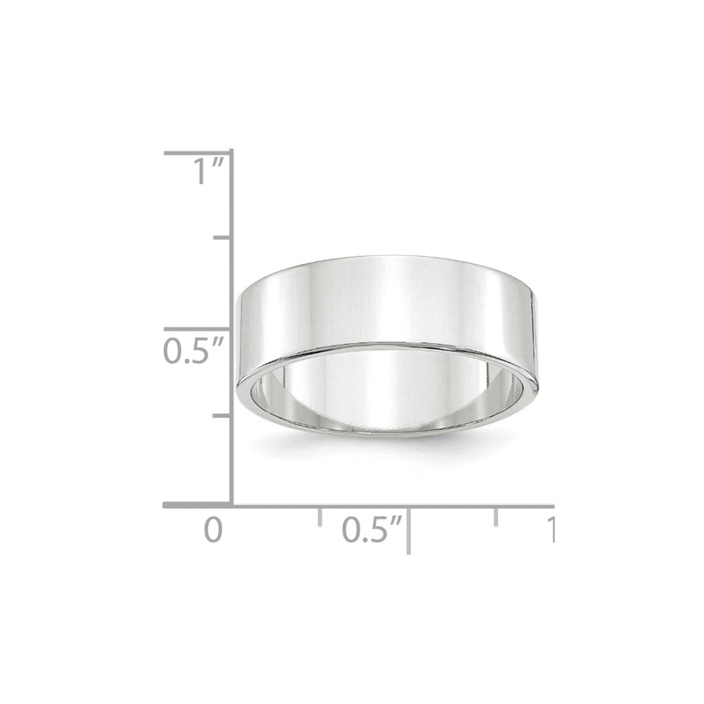 10k White Gold 7mm Lightweight Flat Wedding Band