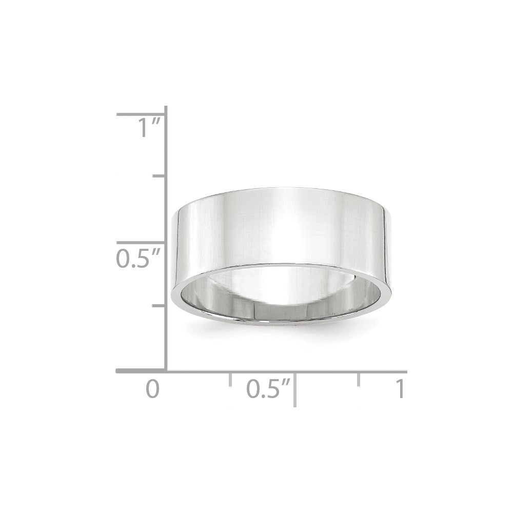 10k White Gold 8mm Lightweight Flat Wedding Band